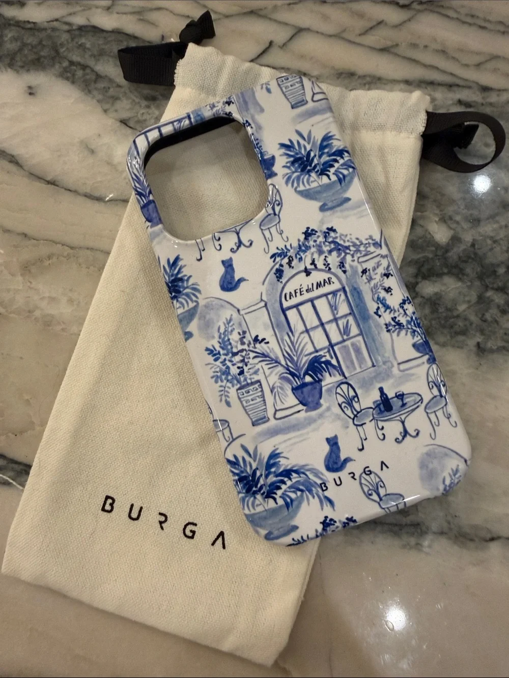 BURGA Blue & White Café Toile IPhone 15 Pro Case
